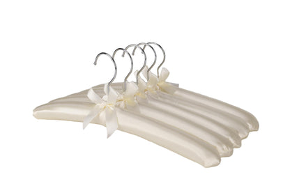 Xiabing Anti-Slip Satin Padded Clothes Hangers with Rotatable Hooks No Shoulder Bump for Women Heavy Sweaters, Coats, Suits (5, Cream-colored)