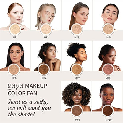 Vegan Buildable Mineral Powder Foundation– Light to Full Coverage, Cruelty-Free Face Makeup Enhances All Skin Types – Smooth Natural-Looking Makeup Foundation Doesn’t Clog Pores by Gaya Cosmetics MF4