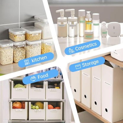 PRT Label Makers Machine with Tape Built-in Cutter Portable Bluetooth Handheld Sticker Printer for Home Office Organization iOS Android Mini Inkless Labeler USB Rechargeable- White