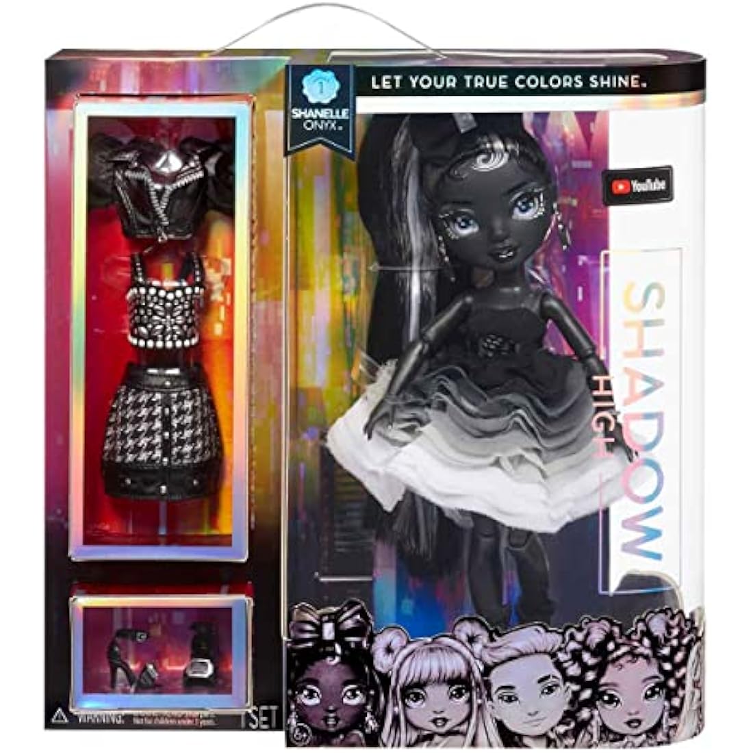 Rainbow High Shadow High Series - SHANELLE ONYX - Greyscale Fashion Doll With Straight Black Hair, Two Designer Outfits, & Accessories - Collectable - For Kids Ages 6+