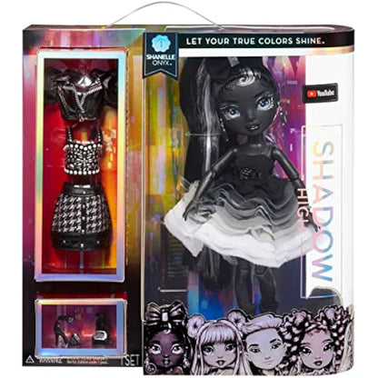 Rainbow High Shadow High Series - SHANELLE ONYX - Greyscale Fashion Doll With Straight Black Hair, Two Designer Outfits, & Accessories - Collectable - For Kids Ages 6+