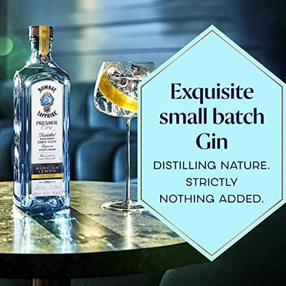 Bombay Sapphire Premier Cru Murcian Lemon London Dry Gin, 47% vol., 70 cl / 700 ml, 100% Vapour Infused Spirit with Hand-Picked Citrus Fruits