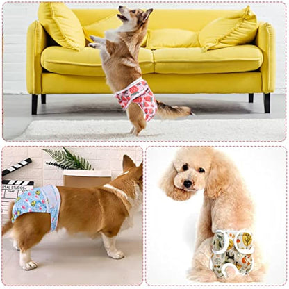 Medo 3 Packs Reusable Dog Nappies, Super Absorbent Washable Dog Diapers Puppy Sanitary Wraps Panties for Female Pet Incontinence and Long Travels 50-60 cm/19.7-23.6 inch (L), pink+blue+yellow