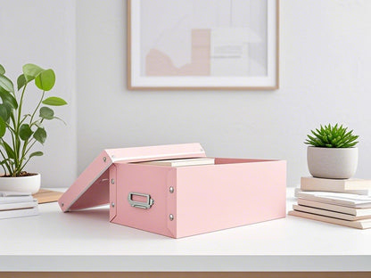 XUCHUN File Storage Boxes with Lid 3 in 1 Set, Foldable, Press-Stud Fastening, Moisture-Proof, Space Saving Storage Box for Photoes, Files, Closets