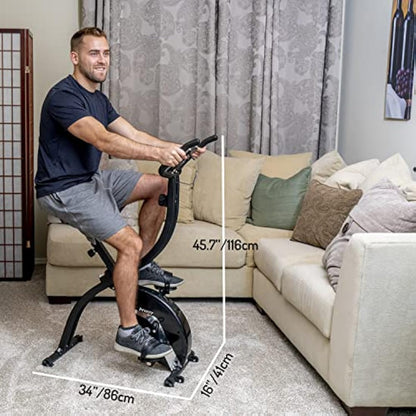 YYFITT Basic Foldable Fitness Exercise Bike with 16 Level Resistance, Countdown Exercise Monitor, Phone/Tablet Holder and Hand Pulse for Home Use