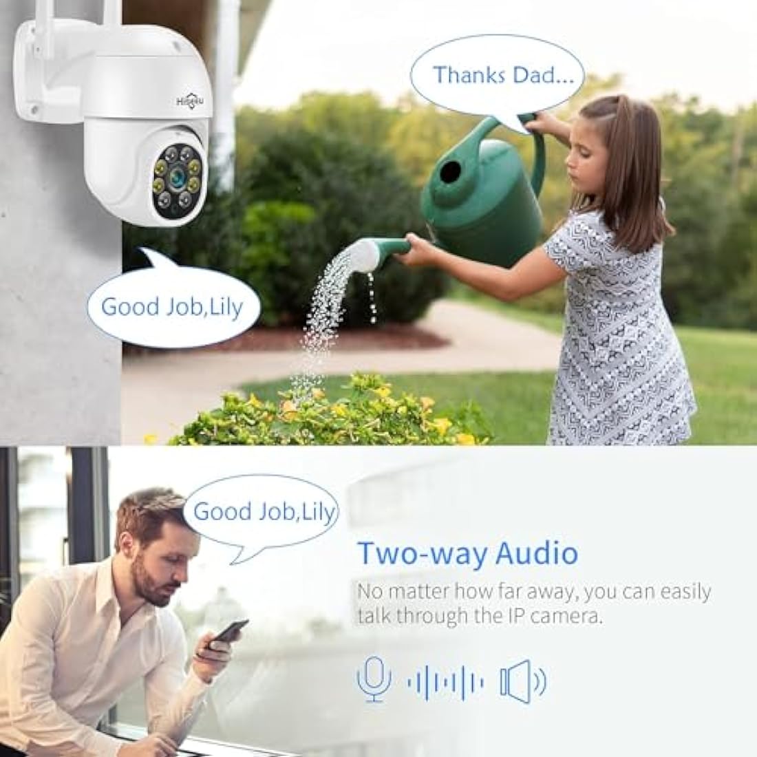 【2K+Auto Tracking】Security Camera Outdoor with Color Night Vision,Hiseeu 3MP PTZ Digital Zoom Wifi Security Camera 360° View CCTV Camera with 2-Way Audio,Auto Cruise,Remote Access,IP66 Waterproof