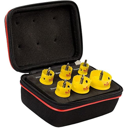 Starrett Bi-Metal Hole Saw Kit - 6 Piece KCS06001 Cordless Smooth Cutting Hole Cutter with Arbor Set - Compatible With Bosch Dewalt Hitachi Festool Milwaukee