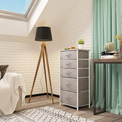 YITAHOME Chest of Drawers, Non-Woven Fabric 5-Drawer Storage Organizer Unit for Bedroom Living Room Closet, Sturdy Steel Frame, Easy Pull Fabric Bins & Wooden Top, Fabric Dresser