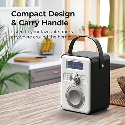 DAB Radio Portable, DAB/DAB Plus Radio, FM Radio, Portable Bluetooth Speaker, Digital Radio with USB Charging for 10 Hours Playback, Bluetooth Stereo Speakers, Rechargeable