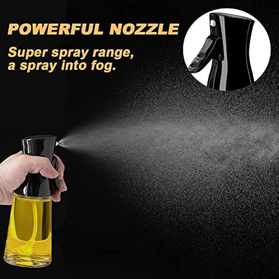 Olive Oil Sprayer for Cooking, 180ML Glass Oil Dispenser Bottle with Brush, Canola Oil Vinegar Spray Mister for Kitchen, Refillable Gadgets Accessories Widely Used for Air Fryer, Baking, Grilling