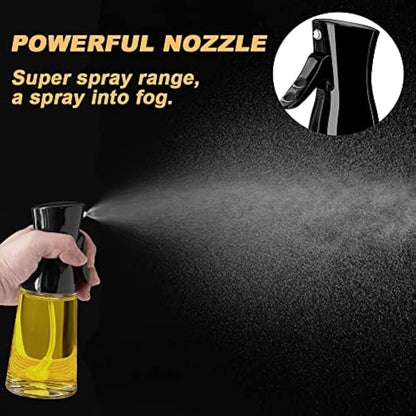 Olive Oil Sprayer for Cooking, 180ML Glass Oil Dispenser Bottle with Brush, Canola Oil Vinegar Spray Mister for Kitchen, Refillable Gadgets Accessories Widely Used for Air Fryer, Baking, Grilling