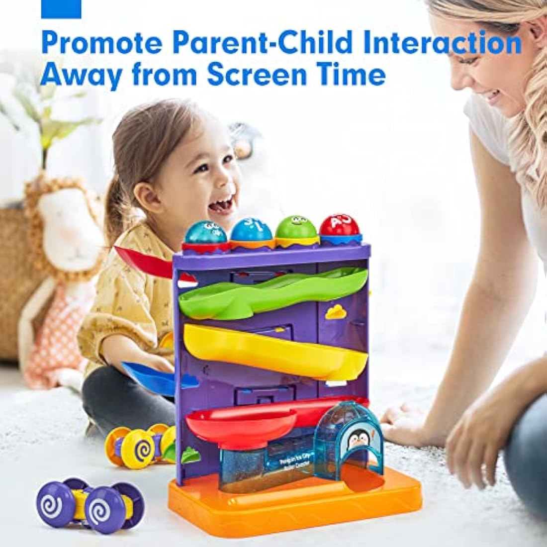 hahaland Toys for 1 Year Old Boys - 2 in 1 Pound & Roll Balls Toy & Car Ramp Race Track Toddler Toys Baby Toys 12 Months Early Developmental Hammer Montessori Toys Gifts for 1 2 3 Year Old Boys Girls