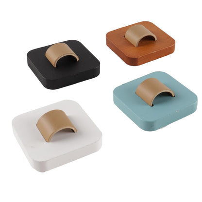 Enwye Wooden Wall Mounted Eyeglass Holder Set 4 Colors Brown Black White Blue 2.16 Inch Square Organizer for Home Office