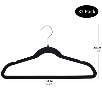 ManGotree 14 Inch Kids Velvet Hangers Felt Children's Hangers 32 Pack Black