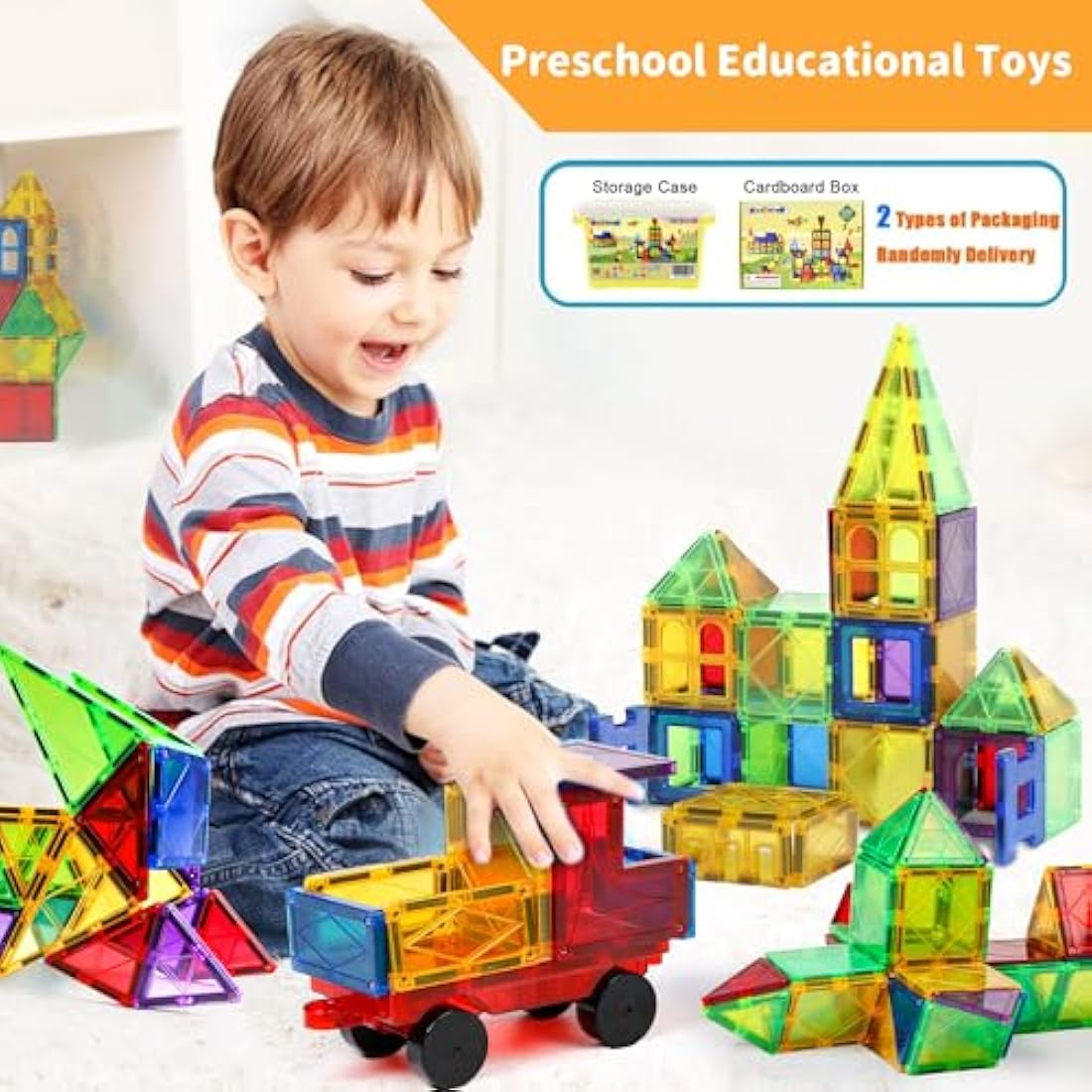 Magblock 120 PCS Magnetic Blocks, Magnetic Tiles Building Blocks for Kids Toys丨Magnet Toys Set 3D Building Blocks for Toddler Boys and Girls