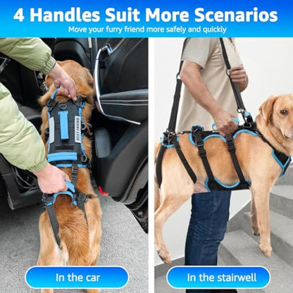 Lafoty Dog Lift Harness for Large Male Dogs, 2-in-1 Help Em Up Harness, Back Leg Support & Mobility Assistance for Senior Dogs, Post-Surgery Recovery Sling(Black, Large)