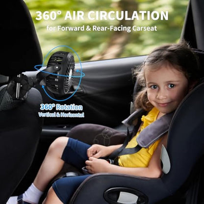 Amacool Battery Operated Stroller Fan Flexible Tripod Clip On Fan with 3 Speeds and Rotatable Handheld Personal Fan for Car Seat Crib Bike Treadmill(Black)