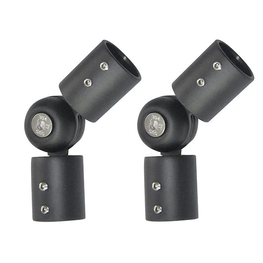 Window Corner Curtain Rod Connector, Adjustable Curtains Rods Elbow Connector, 19mm Round Pole Joint, Stainless Steel, Black, Pack of 2