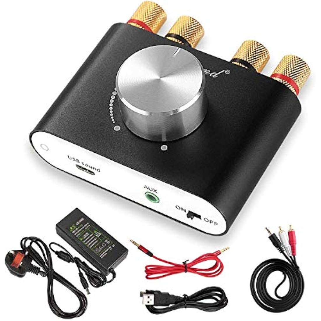 Nobsound Mini Bluetooth Power Amplifier Stereo Hi-Fi Digital Amp 2.0 Channel 50W×2 with AUX/USB/Bluetooth Input Wireless Audio Receiver PC Sound Card with Power Supply (Black)