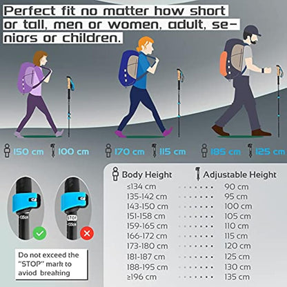 TheFitLife Carbon Fibre Trekking Poles - Collapsible and Telescopic Walking Poles, Ultra Light, Extendable, Best Walking Sticks for Traveling Camping Hiking Mountaineering