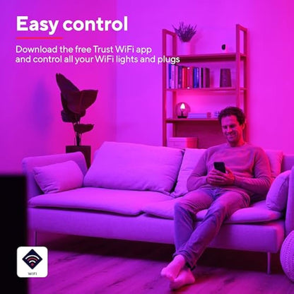 Trust WiFi GU10 Smart Bulb, Colour Changing Light Bulb, Works with Alexa and Google Home, No Hub, 2.4GHz WiFi Bulb, Smart Light Bulb, LED Spotlight Bulb, White & Colour [Amazon Exclusive] - 2 Pack