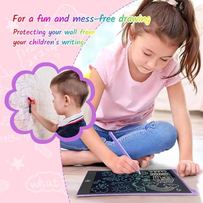 TECJOE 2 Pack LCD Writing Tablet, 10 Inch Colorful Doodle Board for Kids, Electronic Drawing Tablet Drawing Pads,Kids Travel Games Activity for Learning,Gifts for 3–6-Year-Old(Pink and Violet)