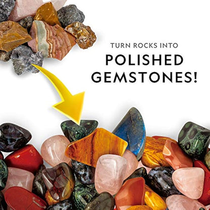 National Geographic Rock Tumbler Refill Kit - Rock Tumbling Supplies including Rock Tumbler Grit and Polish Refill, Ceramic Media, GemFoam, 1.36 kg Madagascar Rocks for Tumbling, Jewellery Accessories
