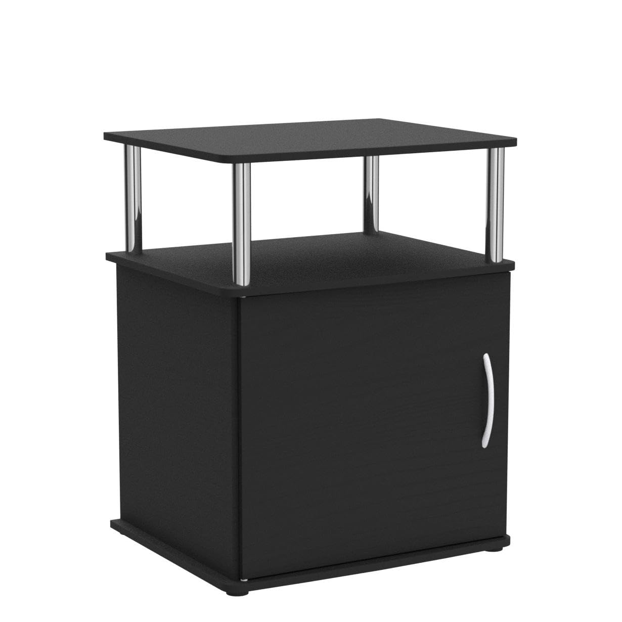 Furinno JAYA Side Table Set of 2, 2-Tier Open Shelf End Table with Door Cabinet, Soft-edges Night Stand, Bedside Table, for Living Room, Bedroom