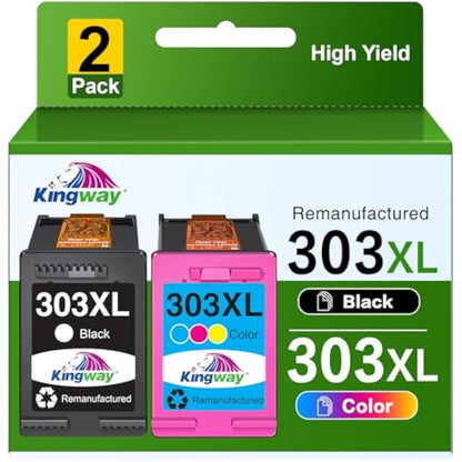 303XL Ink Cartridges Replacement for HP 303 for HP 303XL Ink Cartridges for ENVY Photo 6220 6230 6234 6255 6258 7100 7120 7130 7134 7234 7820 7830 7155 7865, 2 Pack