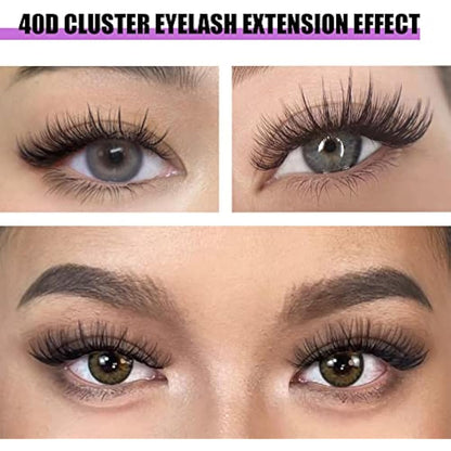 Cluster Eyelash 240pcs 40D 0.07 D Curl 10mm Cluster Eyelashes Extensions, Soft Individual Lashes Natural False Eyelashes Clusters DIY Eyelash Extension At Home (10mm, 40D-D-0.07)