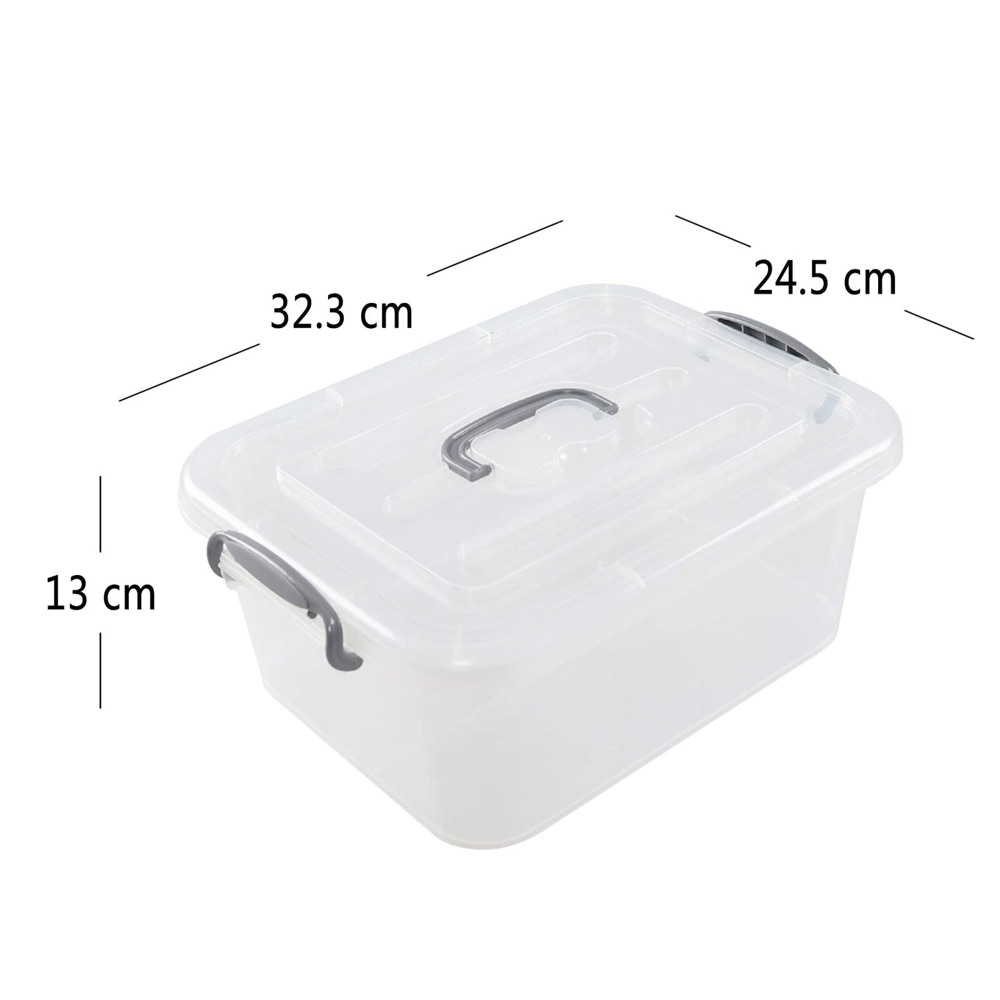 Parlynies 6 Pack Plastic Storage Boxes with Lids, Stackable Clear Box with Handles. 8L
