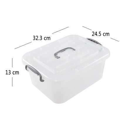 Parlynies 6 Pack Plastic Storage Boxes with Lids, Stackable Clear Box with Handles. 8L