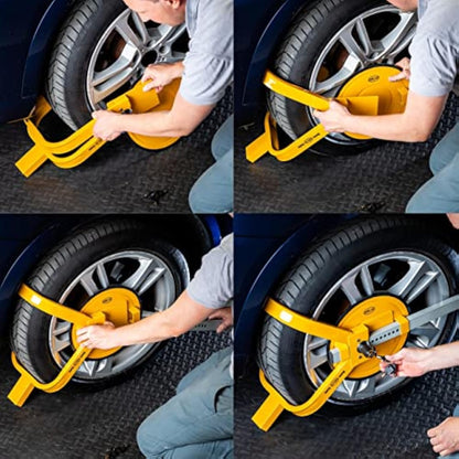Car Van Wheel Clamp Extendable 16"-19" With Bolt Cover Disc Anti-theft Lock Device Tresor XL 306321+D