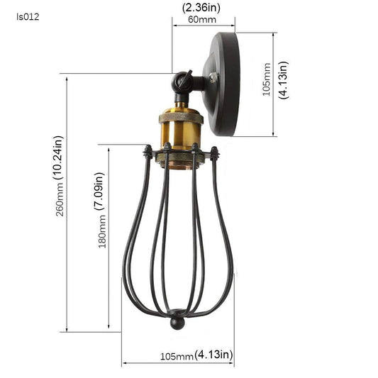 Chrasy Wall Lamp Vintage Industrial Adjustable Metal E27 Base Wall Sconce Antique Wire Cage Rustic Retro Style for Bedroom Living Room Dining Table, 2