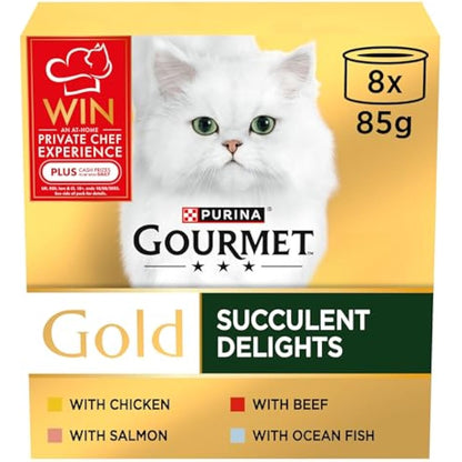 GOURMET Gold Succulent Delights Wet Cat Food 8x85g, Pack of 6