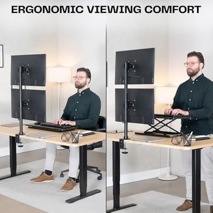 VIVO Dual Monitor Desk Mount Stand with Height Adjustment and VESA Plates for 2 LCD Ultrawide Screens up to 34 inches, Stacked Array, STAND-V002R