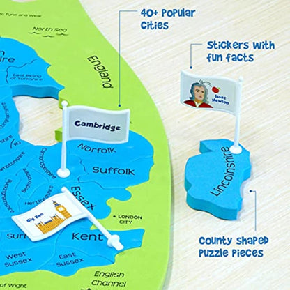 Imagimake Mapology United Kingdom Jigsaw Puzzle for Kids | Flags with Capitals & Fun Facts | Geography Educational Toys & Games | Birthday Gifts for Kids, Boys & Girls Ages 5 6 7 8 9 10 11 12 Years