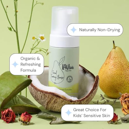 Lav Kids Moisturising Skincare Bundle- Foaming Facial Cleanser 100ml & Face Moisturiser 50ml, Dermatologically Tested, for Sensitive Skin