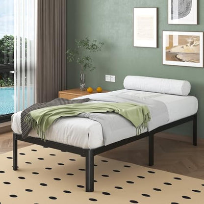 Lutown Teen 3ft Single Bed Frame with Rounded Corner Legs, Heavy Duty White Metal Bed Frame with Steel Slats Support, 30 cm High, Noise Free, Easy Assembly