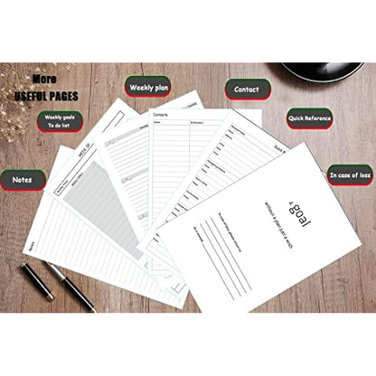 Undated A5 Diary Week to View Refill - 1 Week on 2 Pages, Section with To Do List, Goals & Habit Tracker, Extra Notes, Contact Pages, Weekly Planner Insert for A5 Binder, Thicker Paper 100 gsm, UK