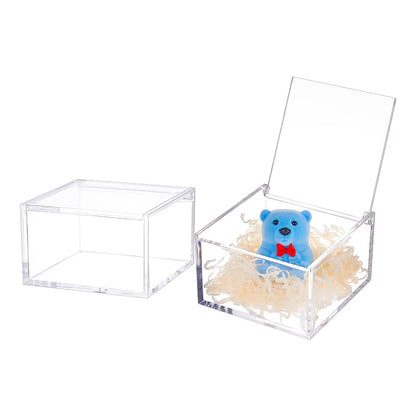 BENECREAT 2Pcs Acrylic Box with Lid, 10x10x6cm Clear Cube Display Case Storage Boxes Organizer Containers for Wedding Birthday Gift Packing Jewelry
