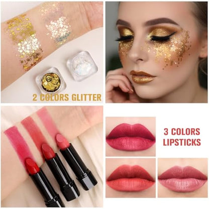 Professional Makeup Kit for Women Girl Full Kit with Mirror 60 Colors All in One Make up Gift Set Included Eyeshadow,Blusher,Highlighter,Compact Powder,Brow Powder,Lipstick,Glitter,Eyeliner,Mascara 01