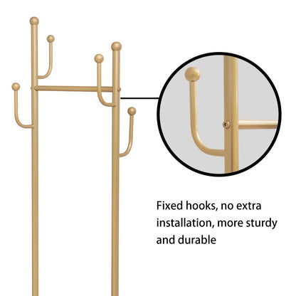 Cre Cra Gold Heavy Duty Metal Clothes Rack with Marble Base - Modern Coat Stand & Freestanding Garment Rack for Boutiques & Bedroom