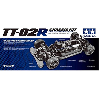 TAMIYA 47326-000 47326 47326-1:10 RC TT-02R Kit, Remote Controlled Car/Vehicle, Model Building, Kit, Chassis, Hobby, Black