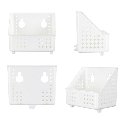 Cetomo Plastic Hanging Baskets with Hole, Wall Mounted Storage Boxes, Hangable Shelf Basket Organizer with Hooks, for Bathroom Shower Home Kitchen