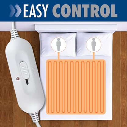Purus Electric Blanket King Size 155 x 140cm, Soft Polyester Electric Blanket Fitted Underblanket Mattress Cover, 3x Heat Settings, 1x Controller and Machine Washable Heated Blanket
