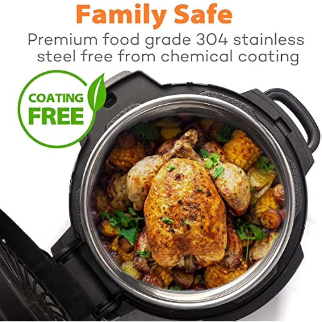 Goldlion Stainless Steel Inner Pot Compatible with Ninja Foodi 6.5 Quart Accessories Replacement Insert Liner