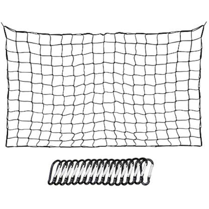 BTSKY 120x182cm to 244x366cm Heavy Duty Bungee Cargo Net with 16 Metal D Clip Carabiners and Tote - Large Capacity Roof Car Trunk Mesh, Travel Luggage Rack Elasticity Roof Luggage Carrier