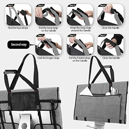 Trunab Monitor Carry Case Compatible with iMac 27" Desktop Computer/ 27" LCD Screens and Monitors, Protective Storage Case Monitor Dust Cover for 27" Screens and Accessories, Grey - Patented Design