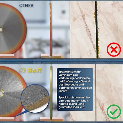 S&R Diamond Saw Blade 250 * 25,4 * 7 mm (1,6 mm), cutting disc for porcelain, fine stoneware, hard tiles, granite